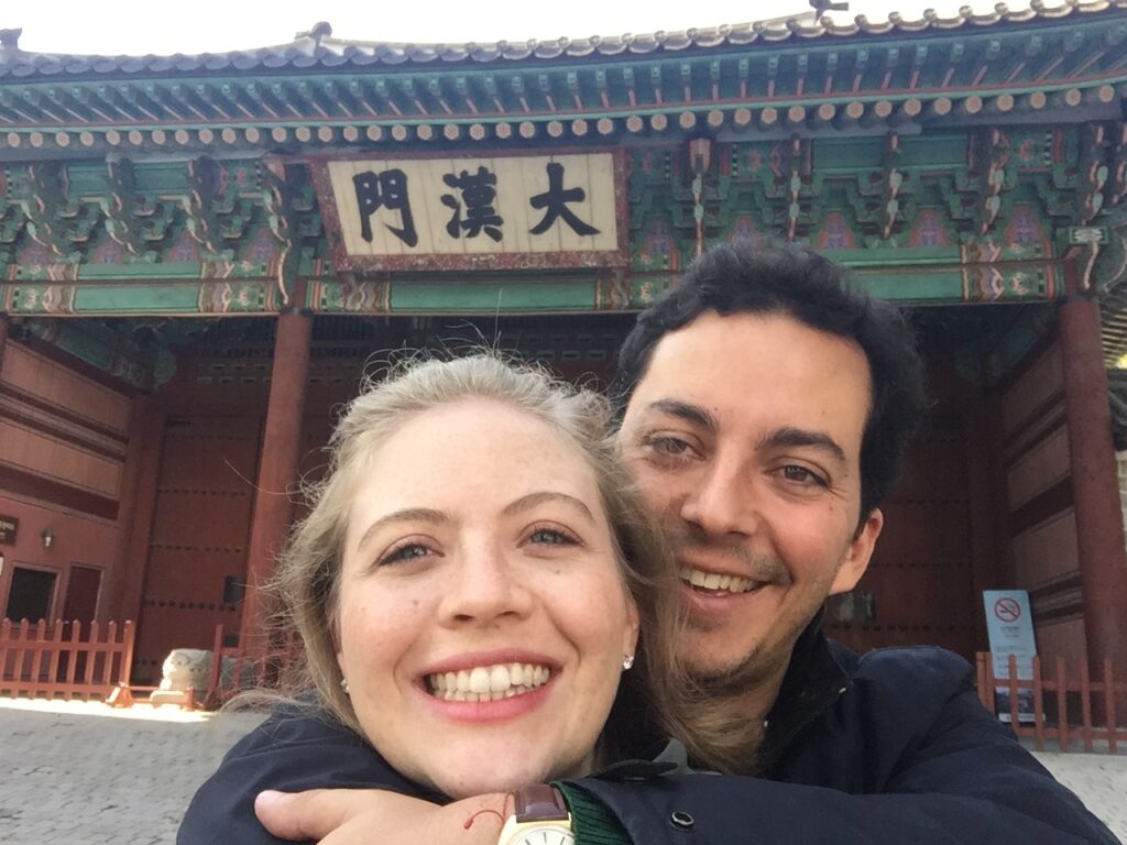 As a couple, near the Korean temple, Seoul