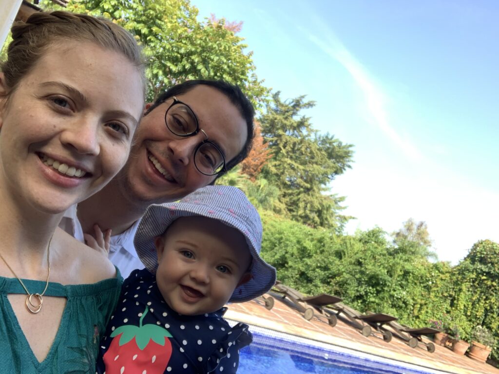 Happy parents with their beautiful daughter Aurora
